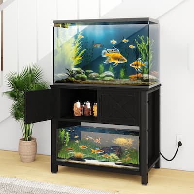 Aquarium Stand Cabinet 40-50/55-75 Gallon Fish Tank Stand with Power Outlets