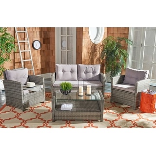 SAFAVIEH Outdoor Vellor 4-Piece Conversation Patio Set.