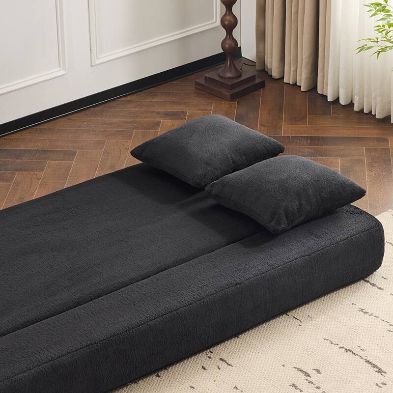 Sectional Sofa With 3 Ottoman Stools - Supportive Foam Fold-Out Bed, Compact Chenille Lounger