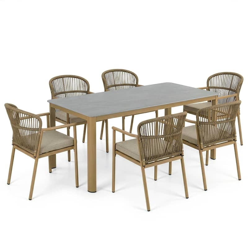 Bina Brown Outdoor Dining 6 Seats Set