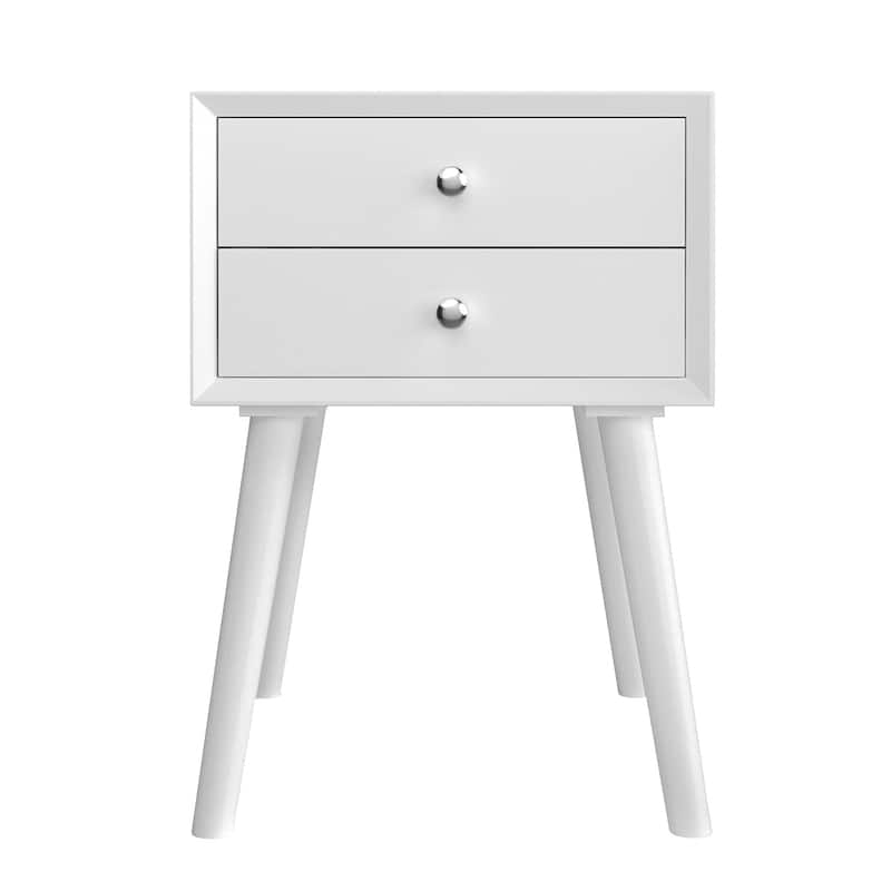 Costway End Table W/Drawers and Storage Wooden Mid-Century Accent Side