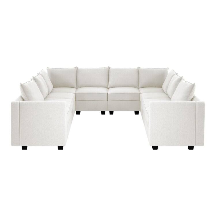 Convertible U Shaped Modular Sofa 10 Seater Sectional Modular Couch with Chaise Oversized Sofa Sleeper Couch