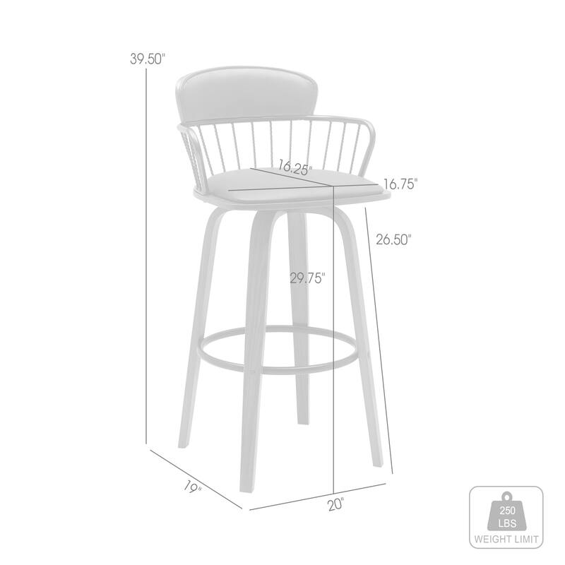 Willow Upholstered Wood Swivel Counter or Bar Stool