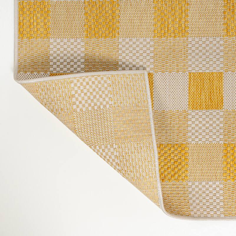 JONATHAN Y Biot Traditional Geometric Bold Gingham Black/Cream Indoor/Outdoor Area Rug