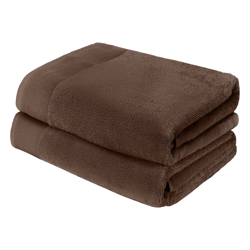 Fabstyles Camelot Bath Towel 600 GSM Zero-Twist Cotton Set of 2 - 27"x52" - Chocolate