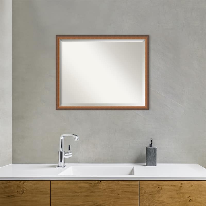 Two Tone Beveled Wood Framed Bathroom Vanity Wall Mirror