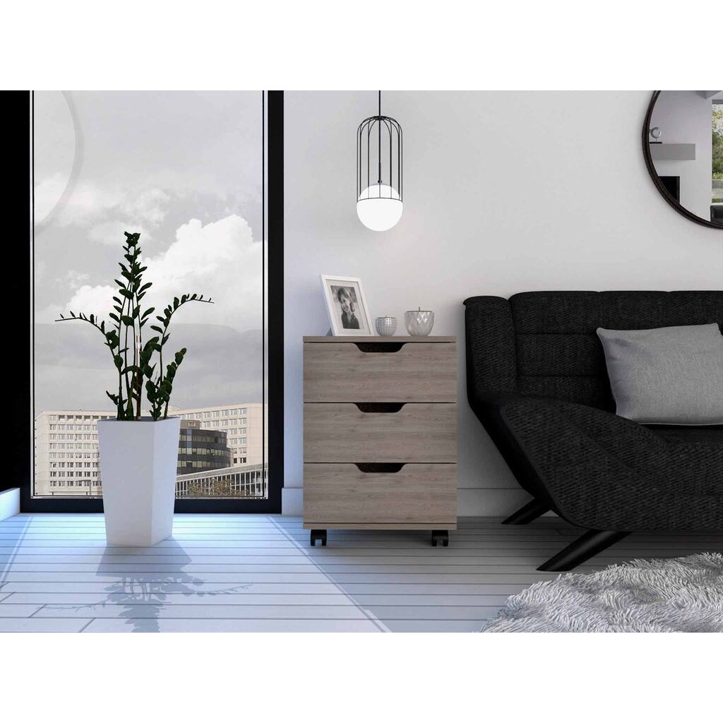 Mod Light Gray Three Drawer Rolling Cabinet