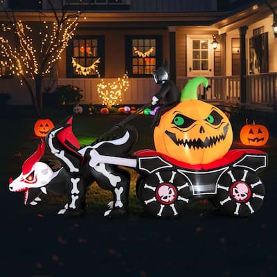 Costway 9 FT Long Halloween Inflatable Decoration Grim Reaper Driving - See Details