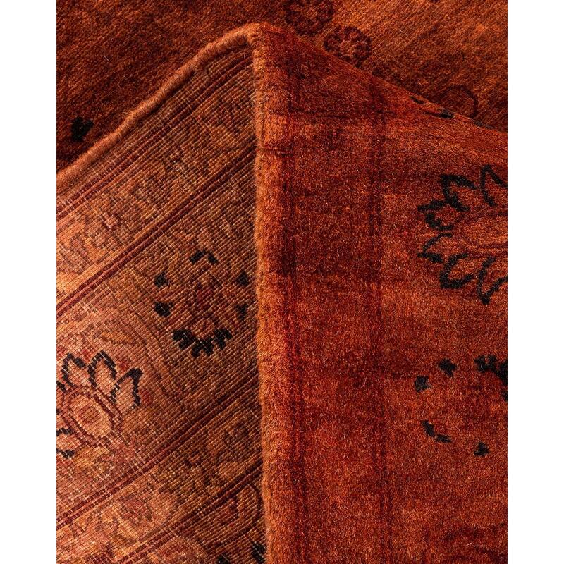 Overton Hand Knotted Wool Vintage Inspired Modern Contemporary Overdyed Brown Area Rug - 3' 2" x 5' 7"