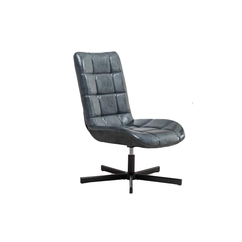 Faux Leather Tufted Swivel Accent Chair, Adjustable Height