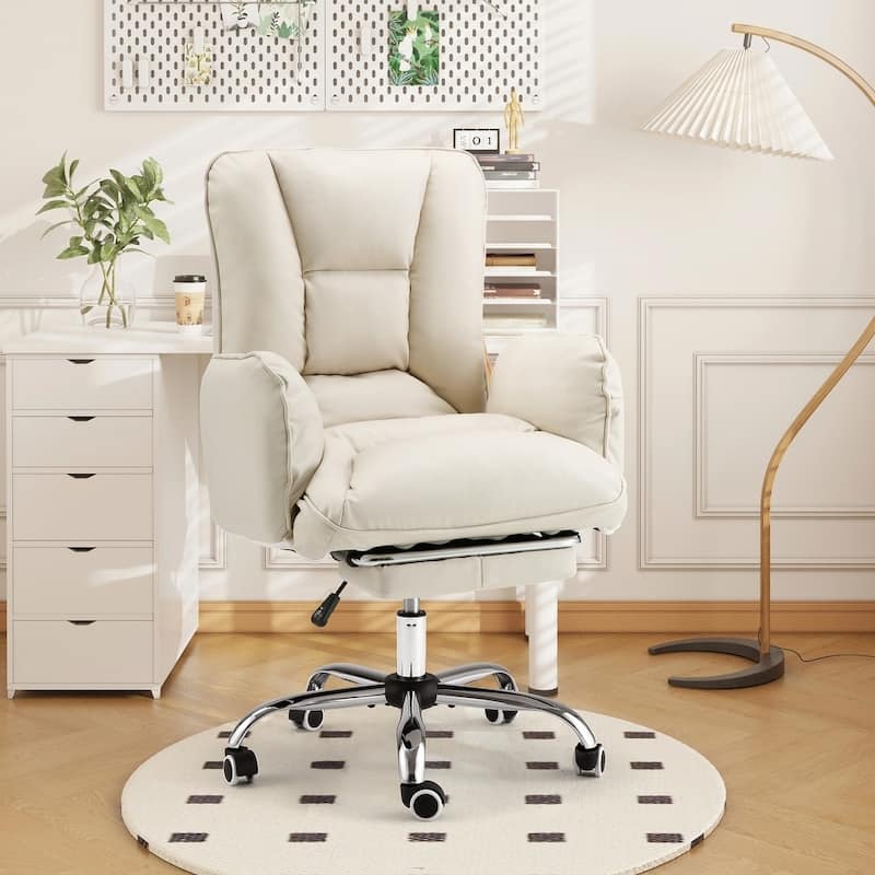 EROMMY Ergonomic Home Office Chair with High Back, Footrest, Lumbar Support, and Adjustable Height - Ideal for Vanity, Gaming - Premium