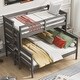 preview thumbnail 13 of 45, Solid Wood Bunk Bed with Ladder and Fence for Kids Twin XL over Queen - Gray