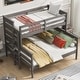 preview thumbnail 13 of 22, Twin XL over Queen Size Solid Wood Bunk Bed with Ladder and Fence for Kids Twin XL over Queen - Gray
