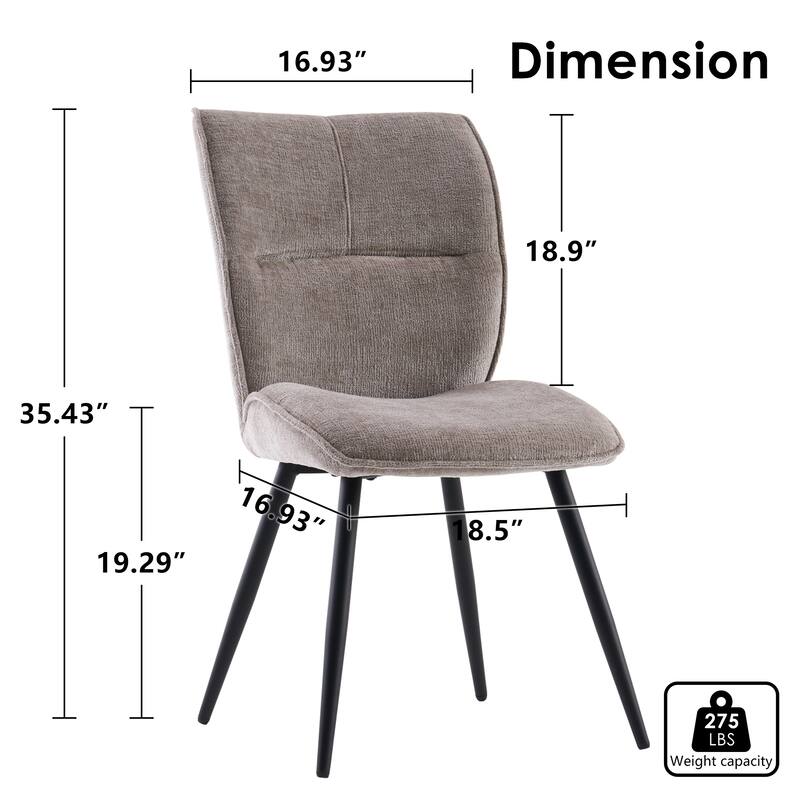 Dining Chairs Set of 2, Armless Kitchen Chairs, Soft Cushion