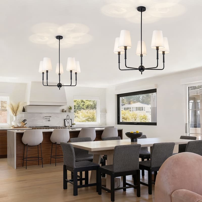 Starsky 5-Light Classic Traditional Chandelier with White Fabric Shades