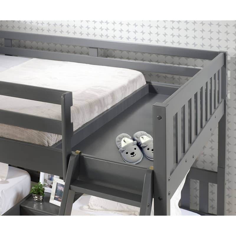 Dark Grey Full over Double Twin Bunk Bed