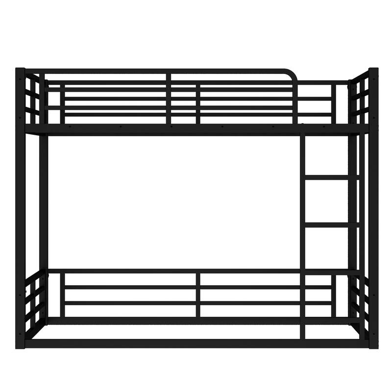 Heavy Duty Metal Bunk Bed, Low Floor Bunk Bed Frame with Full Length Guardrail, Noise Free Design