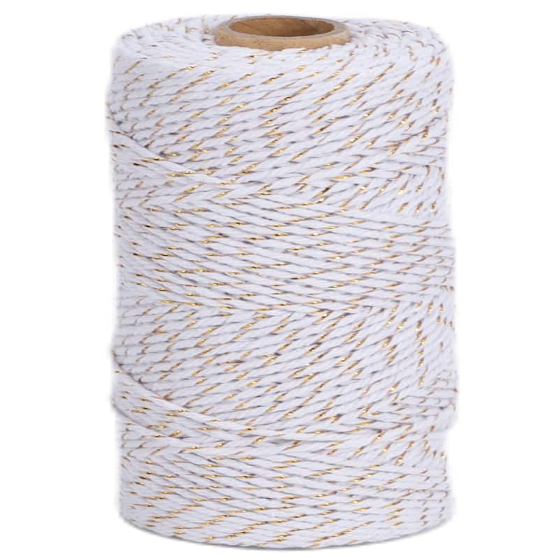 VECELO White Garden Twine Strong Hemp Rope for Gardening Plant Tie Floristry Crafts Gift Wrapping Packing Decor - 110MM
