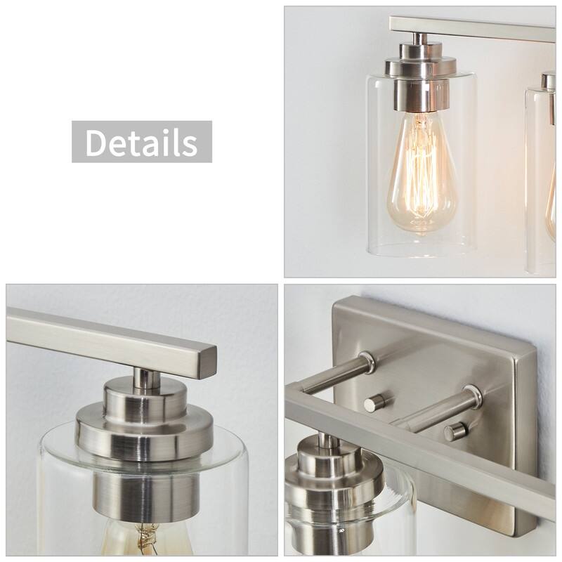 KAWOTI 5-Light Dimmable Bathroom Vanity Light with Clear Glass Shade