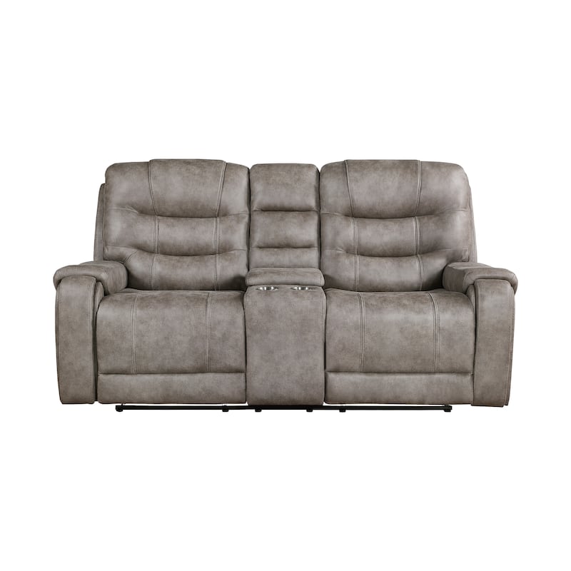 Fremont & Park Gerald 76.5" Microfiber Manual Double Reclining Loveseat with Console