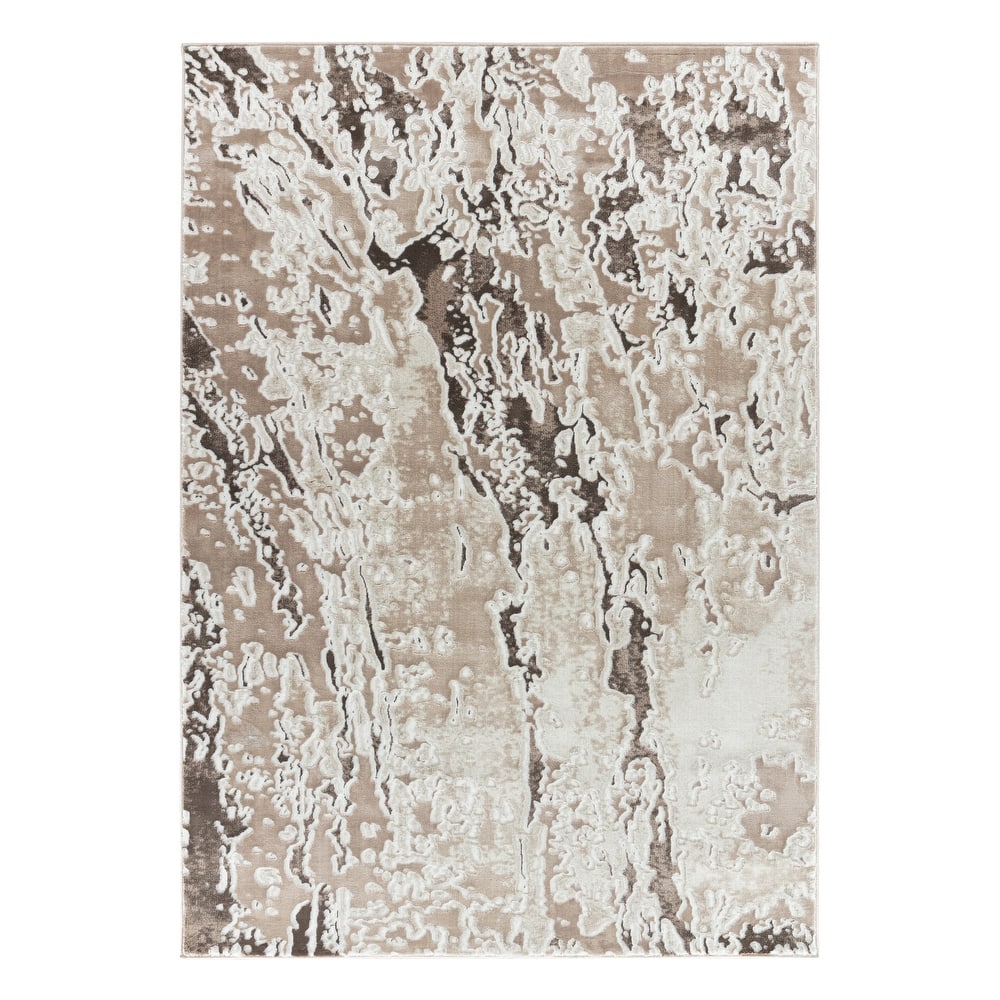 Petra Collection Brown/Beige Abstract Area Rug