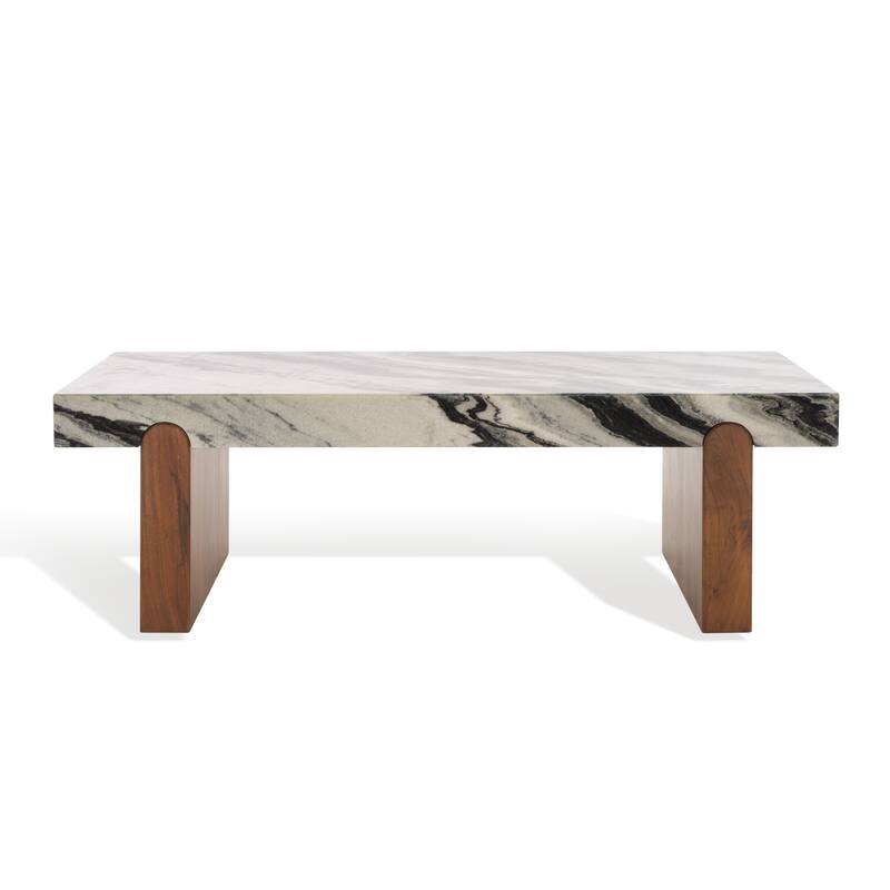 SAFAVIEH Couture Ellebeth Marble Top Coffee Table - 46"W x 23"D x 14"H - Hazel/Walnut