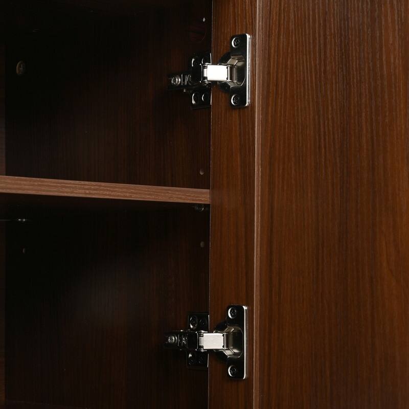 Farmhouse TV Stand with Sliding Tambour Door for 75-Inch TVs, Fluted Media Console with Adjustable Shelves and Golden Handles