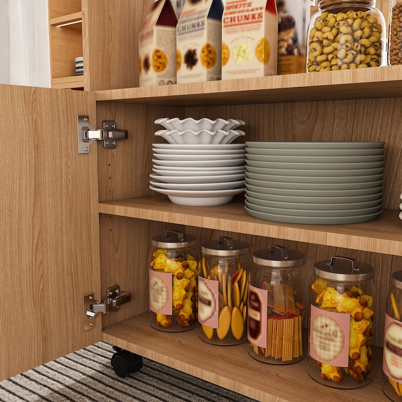 Roomfitters Folding Dining Table with Wheels, Space Saving Drop Leaf Desk with Storage Shelves