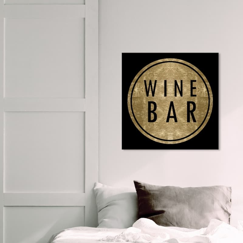 Wynwood Studio 'Vintage Winebar Gold' Drinks and Spirits Wall Art Canvas Print Wine - Gold, Black - 20 x 20