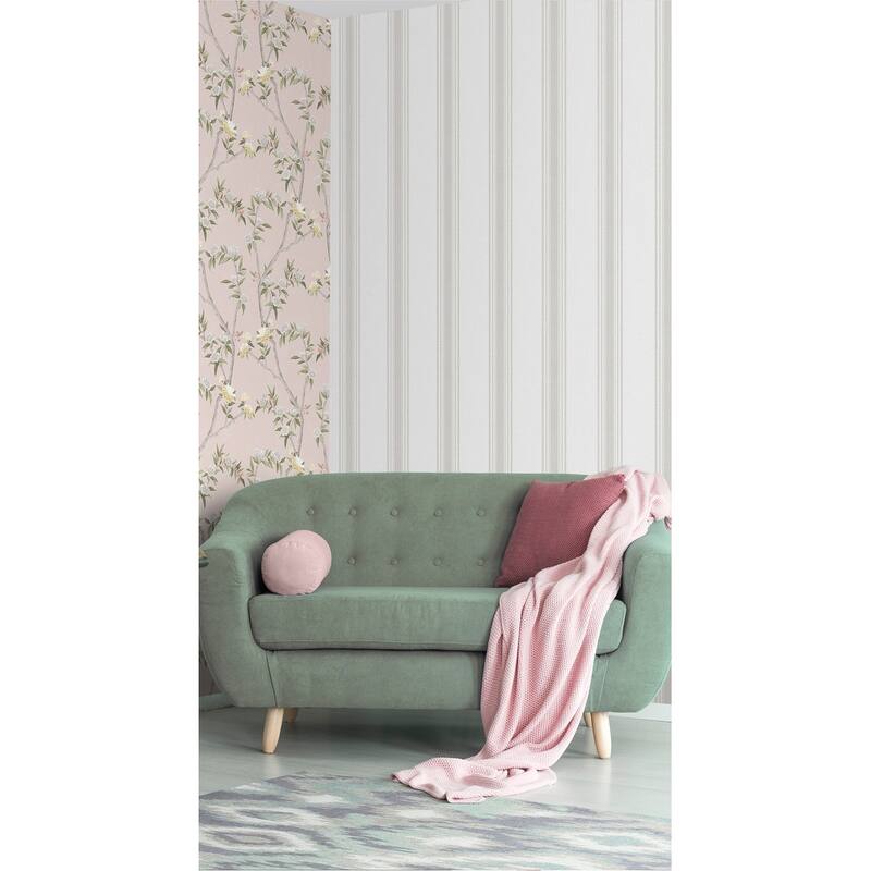 Galerie Wallcoverings Spring Blossom Stripes Fabric Effect Non-woven Matte Wallpaper Roll