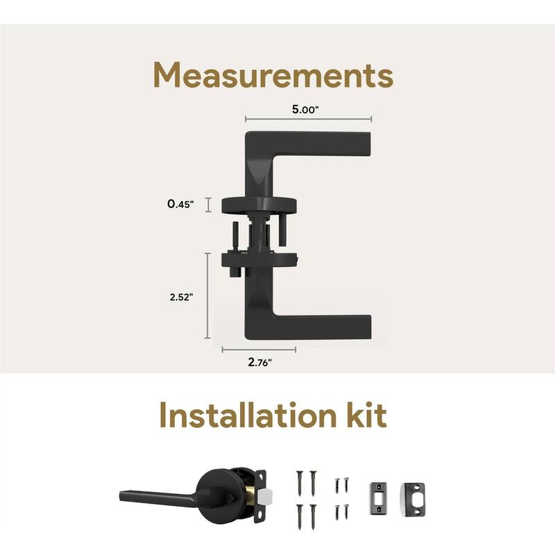 Mega Handles RALPH Round Passage Door Lever–Reversible Keyless Door Lock for Hallway, Closet, or Bathroom Handle for Left/Right