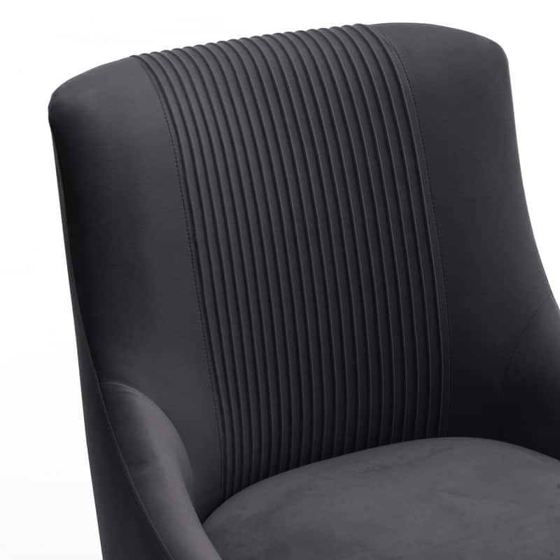 SEYNAR Modern Glam Boucle Pleated Velvet Dining Chair or Vanity Chair Set of 2 with Rear Handle