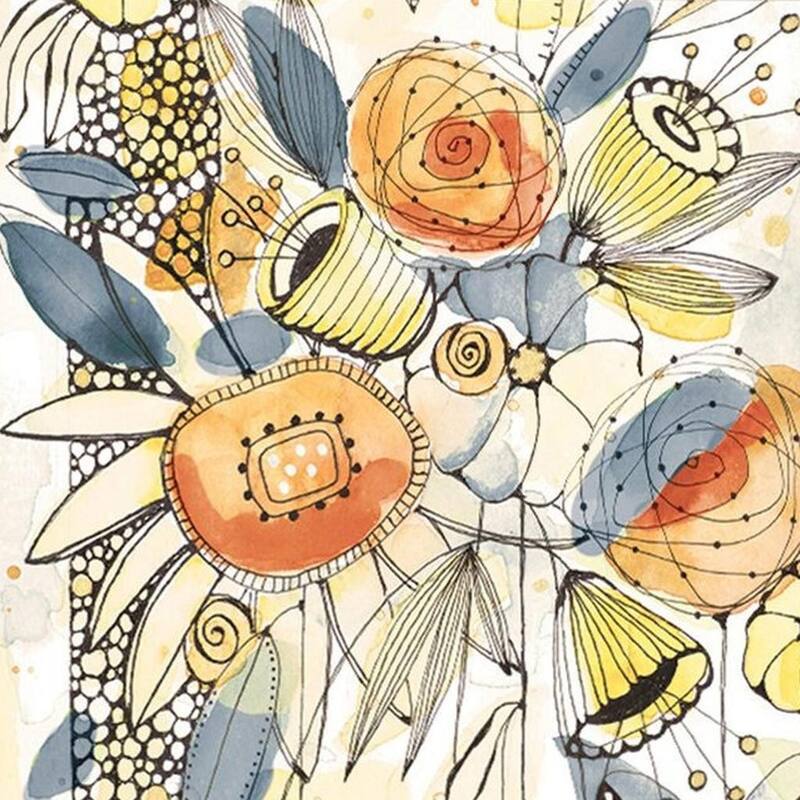 HomeRoots Set Of Two Bursting Wildflowers Brown Framed Wall Art