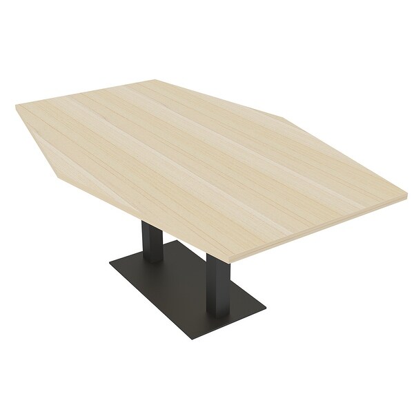 7 Foot Hexagon Conference Table With Square Metal Base Power