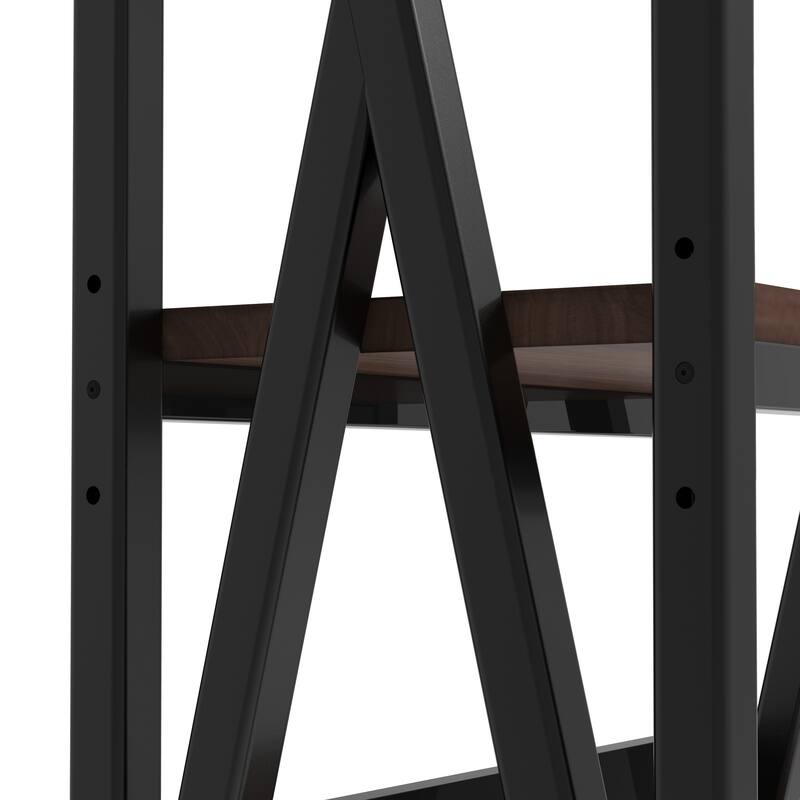 55'' Bakers Rack 4-Level Storage Shelves Metal and Wooden Kitchen Shelves, Kitchen Organizers and Storage,33.50'' Length