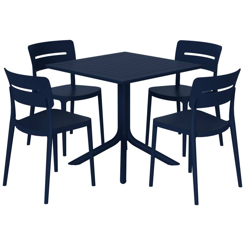 Frond and Form 4-Person Outdoor Square Dining Set - Navy Blue