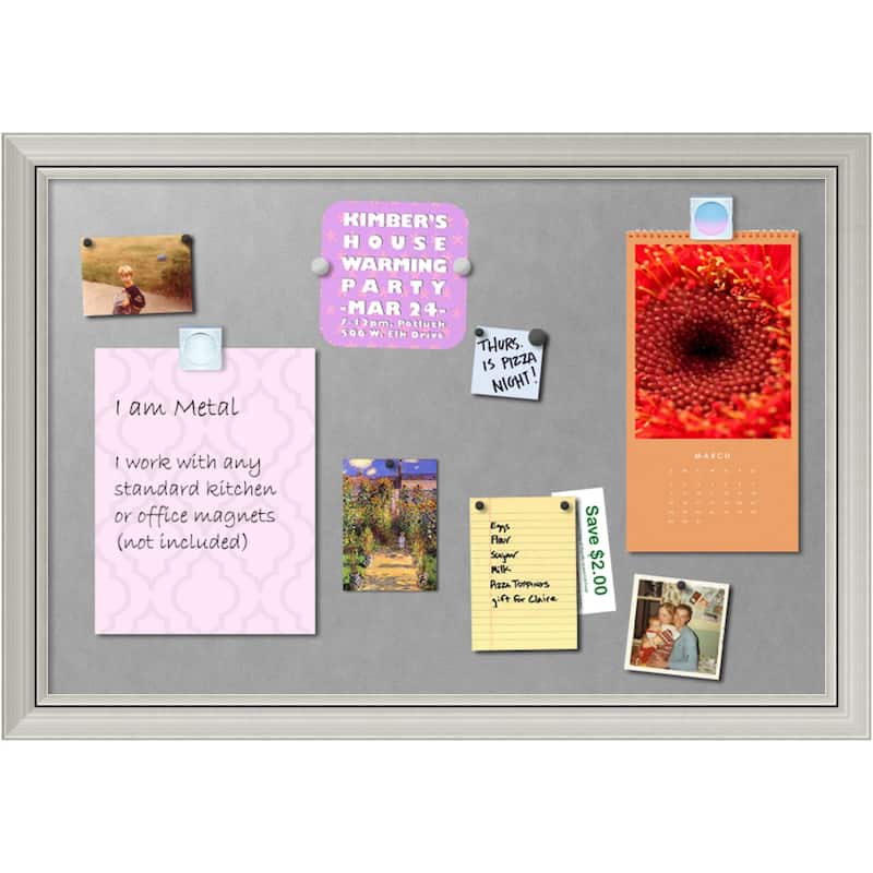 Framed Magnetic Board, Romano Silver - extra large - 40 x 28-inch