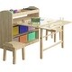 preview thumbnail 18 of 16, Kids Art Table and 2 Chairs,Kid Craft Table with Supplies Storage Shelves,Canvas Bins,Paper Roll for Preschool Toddler