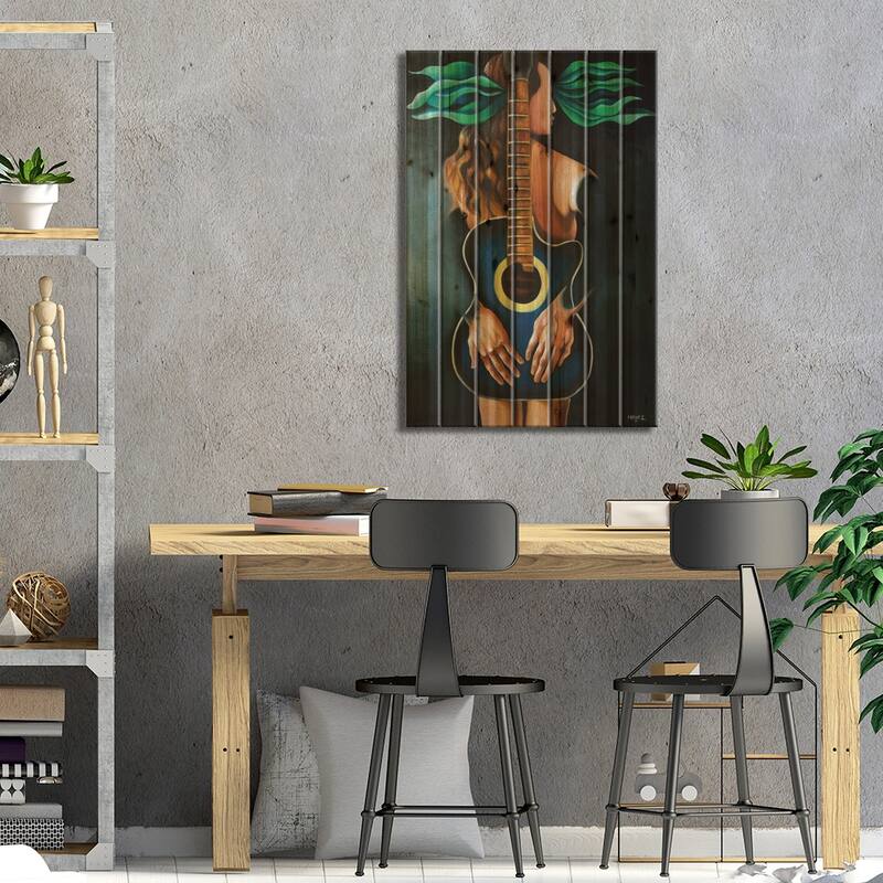 Troubadour's Muse Print On Wood by Dixie Miguez - Multi-Color
