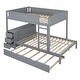 preview thumbnail 32 of 57, Full-Over-Full Bunk Bed with Twin size Trundle, Storage and Desk,with USB and 3 Plugs