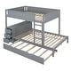 preview thumbnail 31 of 57, Modern Style Full over Full Bunk Bed with Twin size Trundle, Storage and Desk, Outlets with USB, Maximized Space, White+Walnut