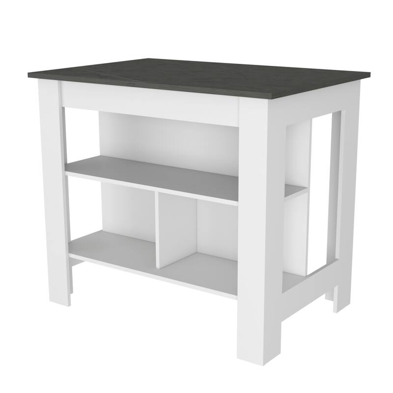Three Shelves Kitchen Island Dozza with Open Shelf