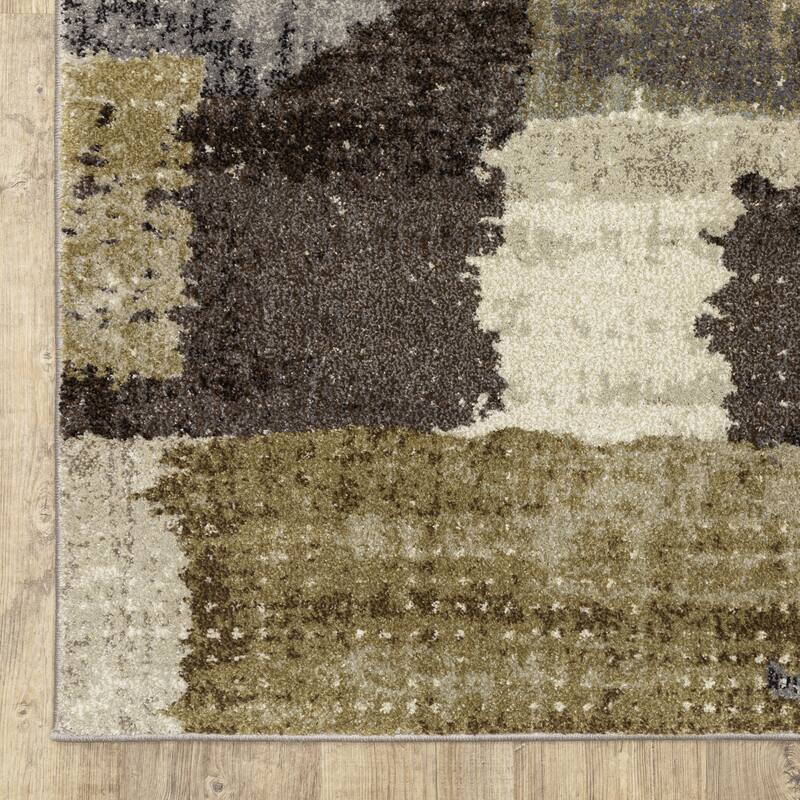 ROW Gemma Modern Layerd Block Green/Brown Area Rug