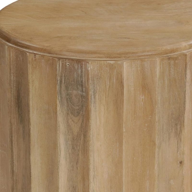 HomeRoots 23" Brown Solid Wood Round Block End Table - 20.00 in. x 23.00 in. x 20.00 in.