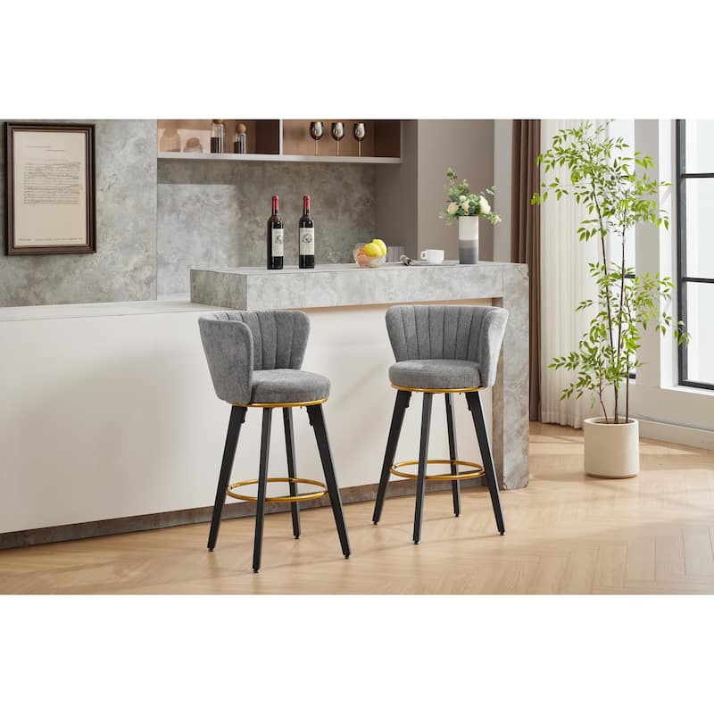 Upholstered Swivel Counter Height Bar Stools Side Chair Set of 2