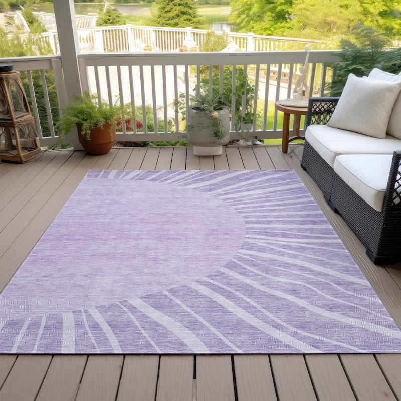Machine Washable Indoor/ Outdoor ChantilleSunburst Modern Rug - Lavender - 3' x 5'