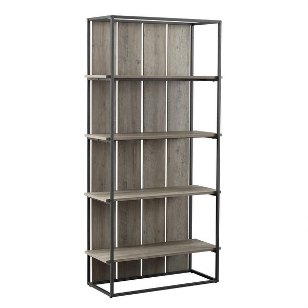 Delacora WE-BDS64FHPW 32" Wide 4 Shelf Laminate Farmhouse Shelving Unit