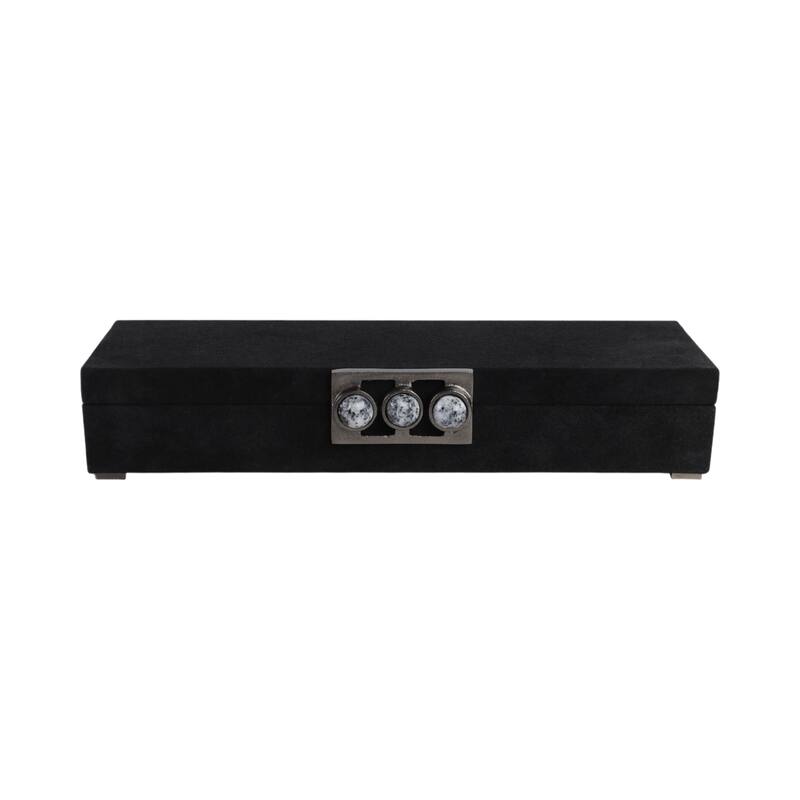 Decorative Box with Lid and Jeweled Metal Clasp - 18", Black - 18.0"