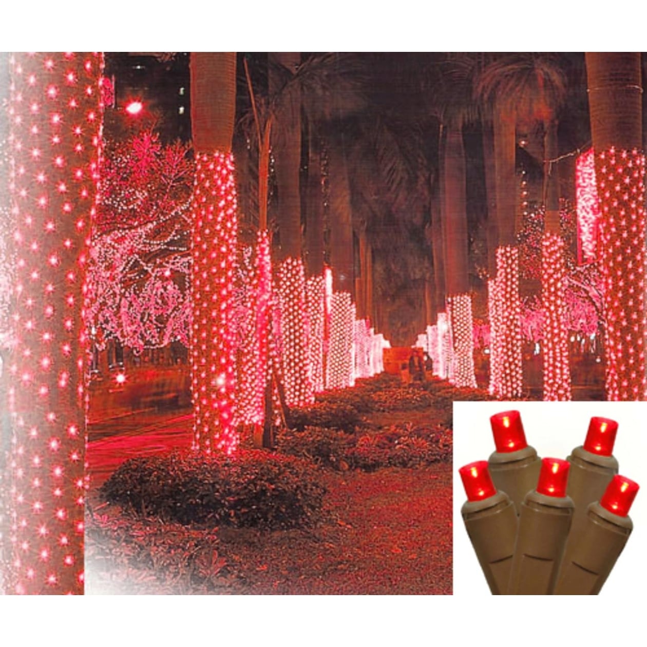 Shop 2 X 8 Red Led Net Style Tree Trunk Wrap Christmas Lights Brown Wire Overstock 18875293