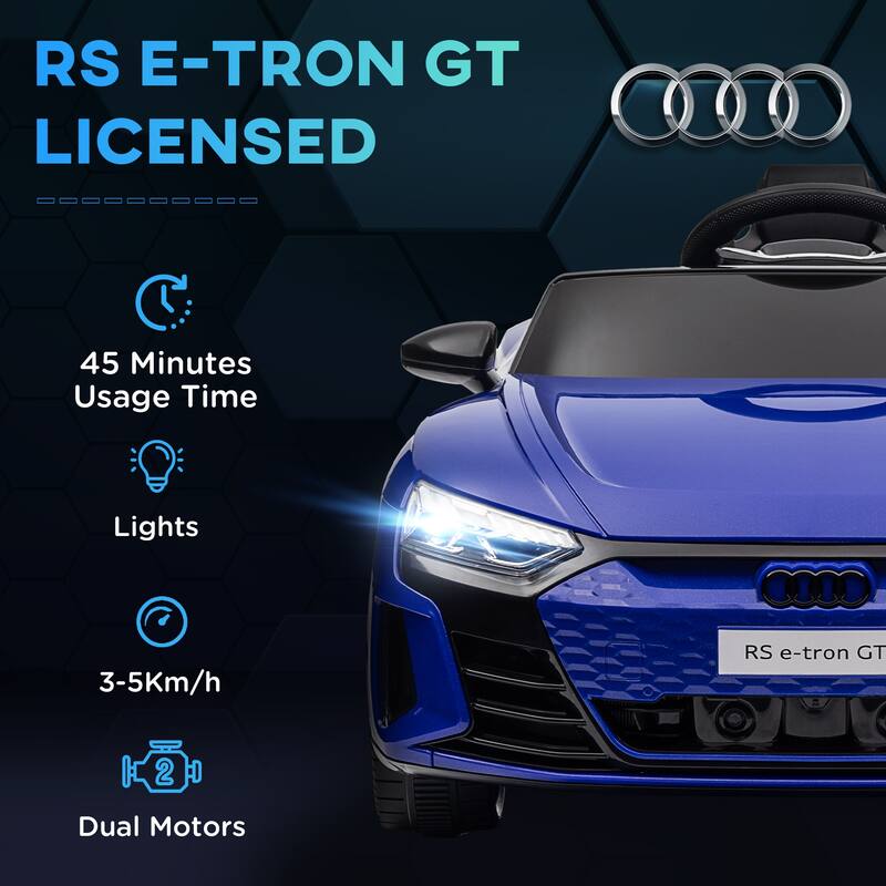 Licensed Audi RS E-tron GT 12V Ride On Car, Electric Toy for Kids, 3.1 MPH, Remote Control, Music & Suspension